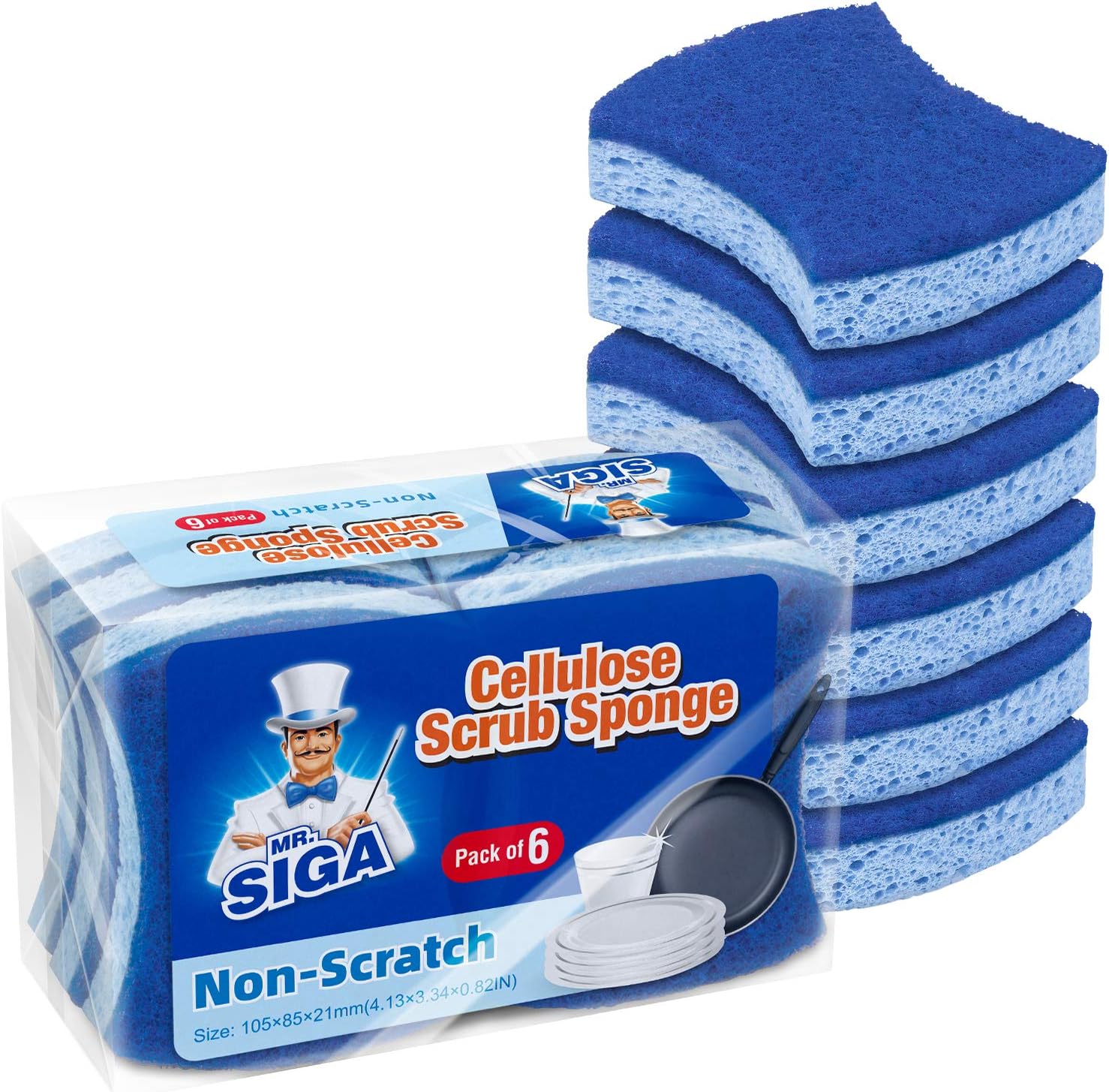 MR.SIGA Non-Scratch Cellulose Scrub Sponge 12 Pack - Ruhaa Store