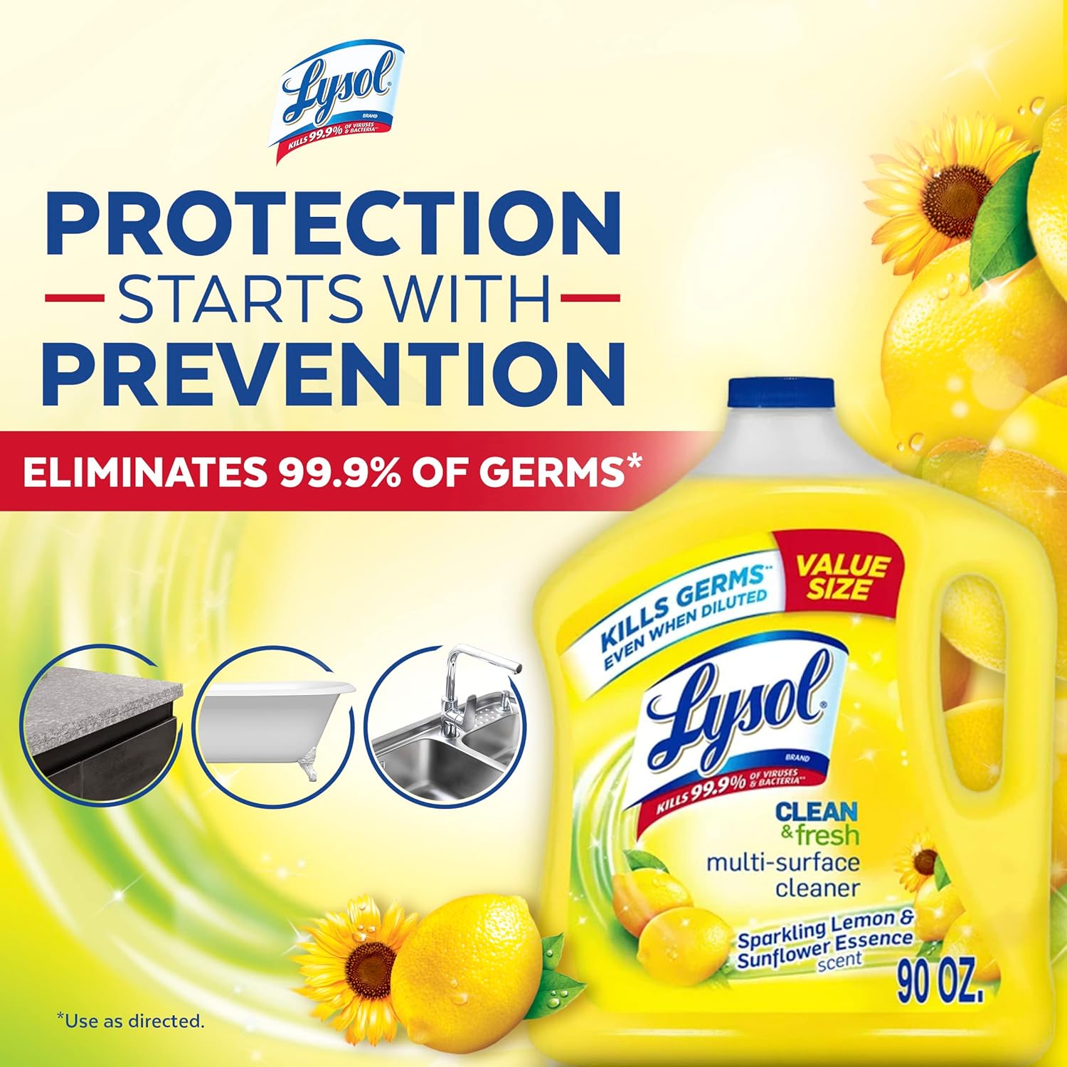 Lysol Multi-Surface Cleaner, Sanitizing and Disinfecting 90OZ - Ruhaa Store