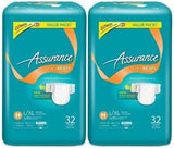Assurance Ultimate Absorbency Stretch Briefs with Tabs, Large/XL, 64 Count